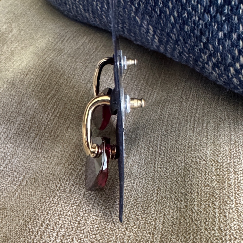 NWT! Swarovski Gold and Red Crystal Earrings - Picture 3 of 12